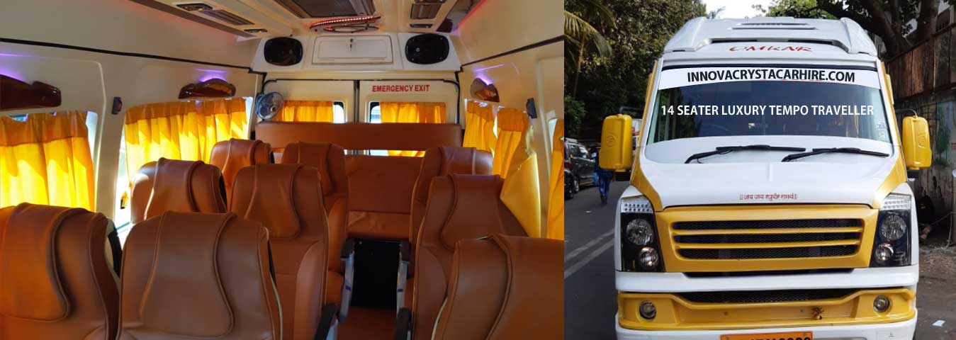 14 seater luxury 2x1 tempo traveller hire in mumbai maharashtra
