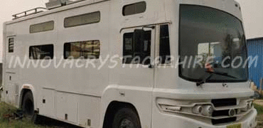 12 seater luxury caravan imported mini van with toilet washroom kitchen shower microwave hire in delhi noida gurgaon india